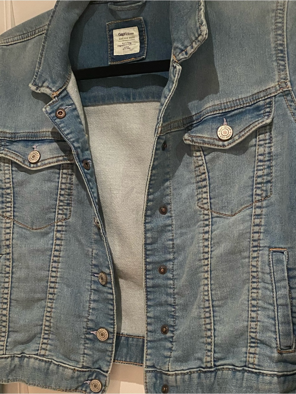 GAP Light Blue Denim Jean Jacket - Youth Girl Button-Front